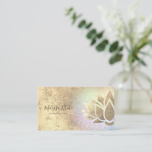 Faux Gold folie Decor op faux glitter regenboog Visitekaartje (Staand voorkant)