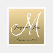 Faux Gold Folie Elegant Monogram Namen Huwelijk Servetten (Voorkant)