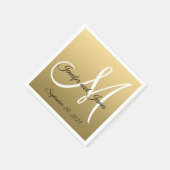 Faux Gold Folie Elegant Monogram Namen Huwelijk Servetten (Hoek)