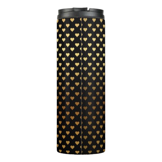Faux Gold Folie en Black Heart Patroon Monogram Thermosbeker (Achterkant)