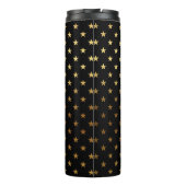 Faux Gold Folie en Black Star Pattern Monogram Thermosbeker (Achterkant)