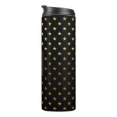 Faux Gold Folie en Black Star Pattern Monogram Thermosbeker (Geroteerd rechts)