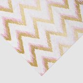 Faux Gold Folie en Roze Ikat Chevron Patroon Tissuepapier (Detail)