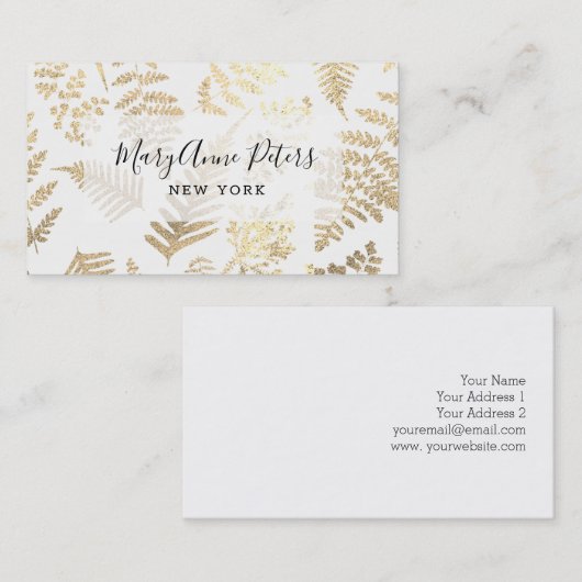 faux gold folie ferns pattern visitekaartje (Voorkant / Achterkant)