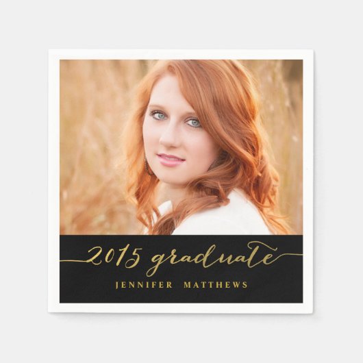 Faux Gold Folie Foto | Afstuderen papieren servett Servet (Voorkant)