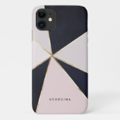 Faux Gold Folie geometrische lijnen blauw en roze Case-Mate iPhone Case (Achterkant)