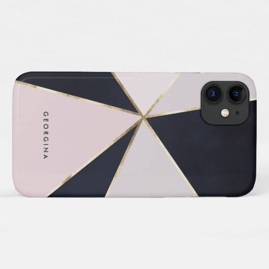 Faux Gold Folie geometrische lijnen blauw en roze Case-Mate iPhone Case (Achterkant (horizontaal))