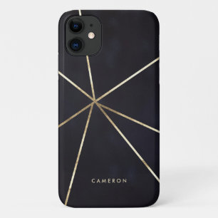 Faux Gold Folie Geometrische lijnen Navy Blue Case-Mate iPhone Case