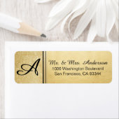 Faux Gold Folie Glitter Monogram Retouradres Etiket (Insitu)