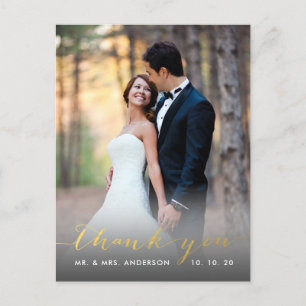Faux Gold Folie Handschrift Wedding Bedankt Briefkaart
