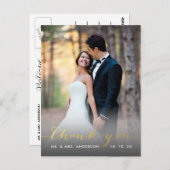 Faux Gold Folie Handschrift Wedding Bedankt Briefkaart (Voorkant / Achterkant)