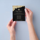 faux gold folie honingraat op zwarte achtergrond flyer (Hand)