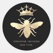 faux gold folie koningin bijen logo ronde sticker (Voorkant)