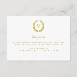 Faux Gold Folie Laurel Wreath Monogram Ontvangst Kaart