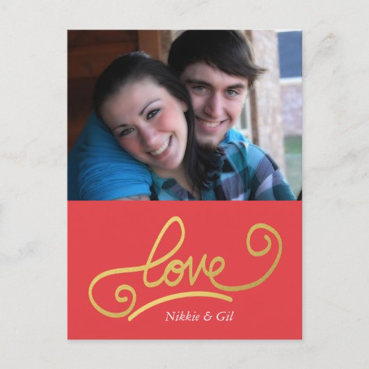 faux gold folie liefde briefkaart (Voorkant)