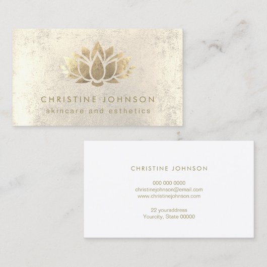 Faux Gold folie Lotus Bloemen Huidverzorging en es Visitekaartje (Voorkant / Achterkant)