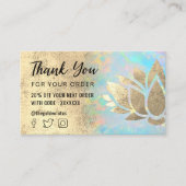 Faux Gold folie Lotus Dank u visitekaartje (Voorkant)