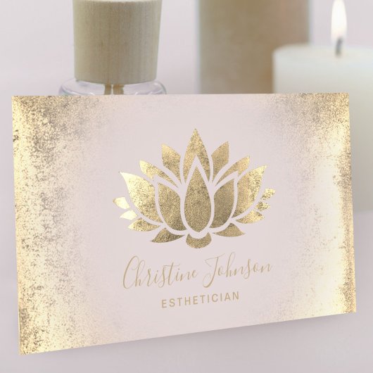 faux gold folie lotus estheticus visitekaartje