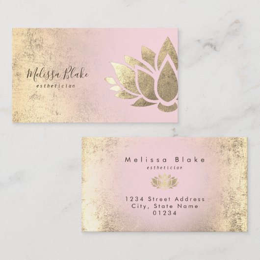 Faux Gold folie Lotus Flower logo Visitekaartje (Voorkant / Achterkant)