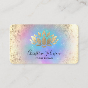 faux gold folie lotus logo op pastelkleuren visitekaartje