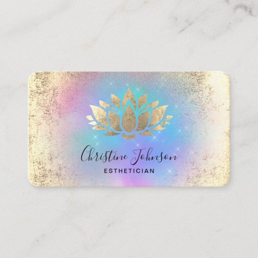 faux gold folie lotus logo op pastelkleuren visitekaartje (Voorkant)