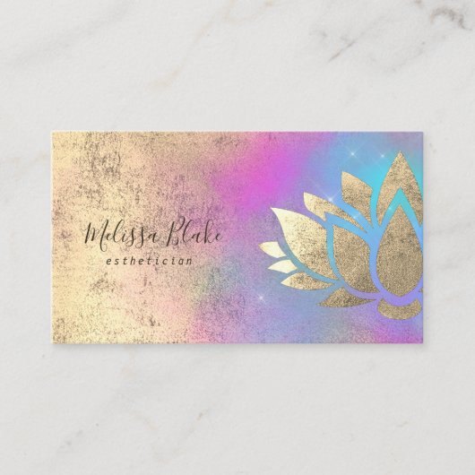 Faux Gold folie Lotus op paarse Blue Cloud Visitekaartje (Voorkant)