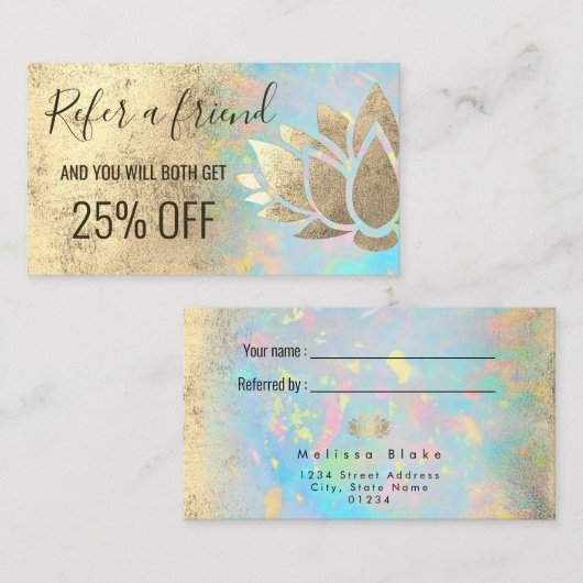 Faux Gold folie Lotus verwijzingskaart Visitekaartje (Voorkant / Achterkant)