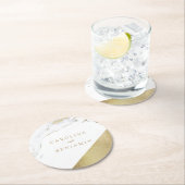 Faux gold folie marmer luxe modern bruiloft ronde kartonnen onderzetter (Insitu)