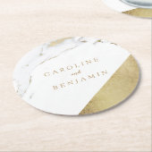 Faux gold folie marmer luxe modern bruiloft ronde kartonnen onderzetter (Gebogen)