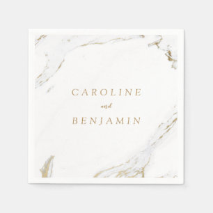 Faux gold folie marmer luxe modern bruiloft servetten