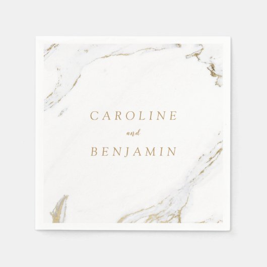 Faux gold folie marmer luxe modern bruiloft servetten (Voorkant)