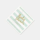 Faux Gold Folie Mint Green Stripes Baby shower Servetten (Hoek)