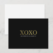 Faux Gold Folie op Black XOXO Flat Bedankt Card Briefkaart (Voorkant / Achterkant)
