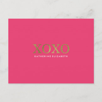 Faux Gold Folie op Hot Pink XOXO Bedankt Card Briefkaart