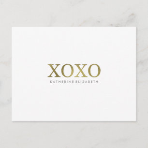 Faux Gold Folie op White XOXO Flat Bedankt Card Briefkaart