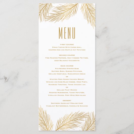 Faux Gold Folie Pine Needles Menu Kaart (Voorkant)
