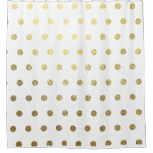 Faux Gold Folie Polka Dot Badkamer Douchegordijn
