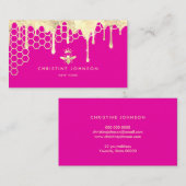 Faux Gold folie Queen Bee op Neon Pink Visitekaartje (Voorkant / Achterkant)