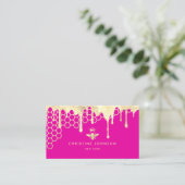 Faux Gold folie Queen Bee op Neon Pink Visitekaartje (Staand voorkant)