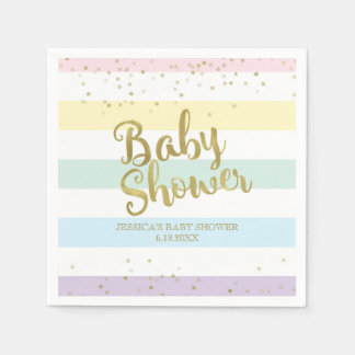 Faux Gold Folie Rainbow Stripes Baby shower Servetten