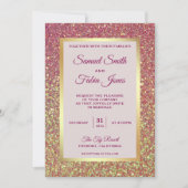 Faux Gold Folie Roze Glitter Bruiloft Uitnodiging (Voorkant)