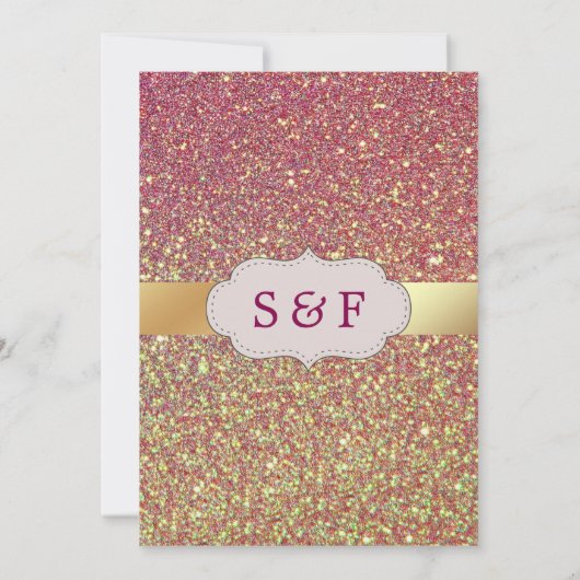 Faux Gold Folie Roze Glitter Bruiloft Uitnodiging (Achterkant)