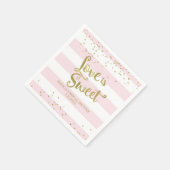 Faux Gold Folie Roze Strepen Liefde is Sweet Showe Servetten (Hoek)