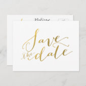 Faux Gold Folie Save the Date Briefkaart (Voorkant / Achterkant)