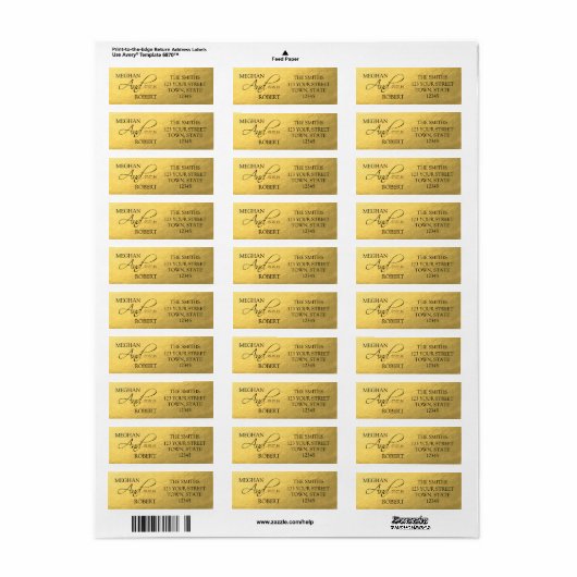 Faux Gold Folie Save the Date bruid bruidegom Adre Etiket (Full Sheet)
