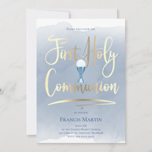 FAUX Gold folie script | Eerste mededeling Kaart (Voorkant)