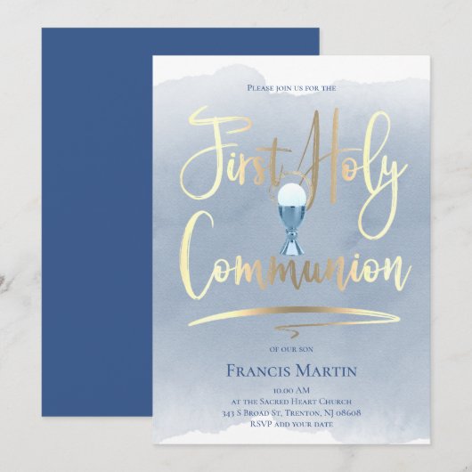 FAUX Gold folie script | Eerste mededeling Kaart (Voorkant / Achterkant)