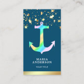 Faux Gold Folie Sterren Confetti Blauw Regenboog A Visitekaartje (Voorkant)