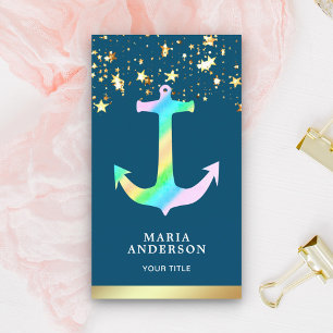 Faux Gold Folie Sterren Confetti Blauw Regenboog A Visitekaartje