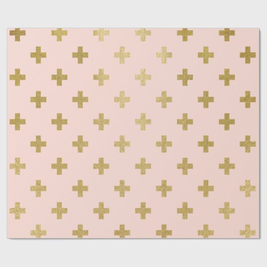 Faux Gold Folie Swiss Cross Pattern Cadeaupapier (Vlak)